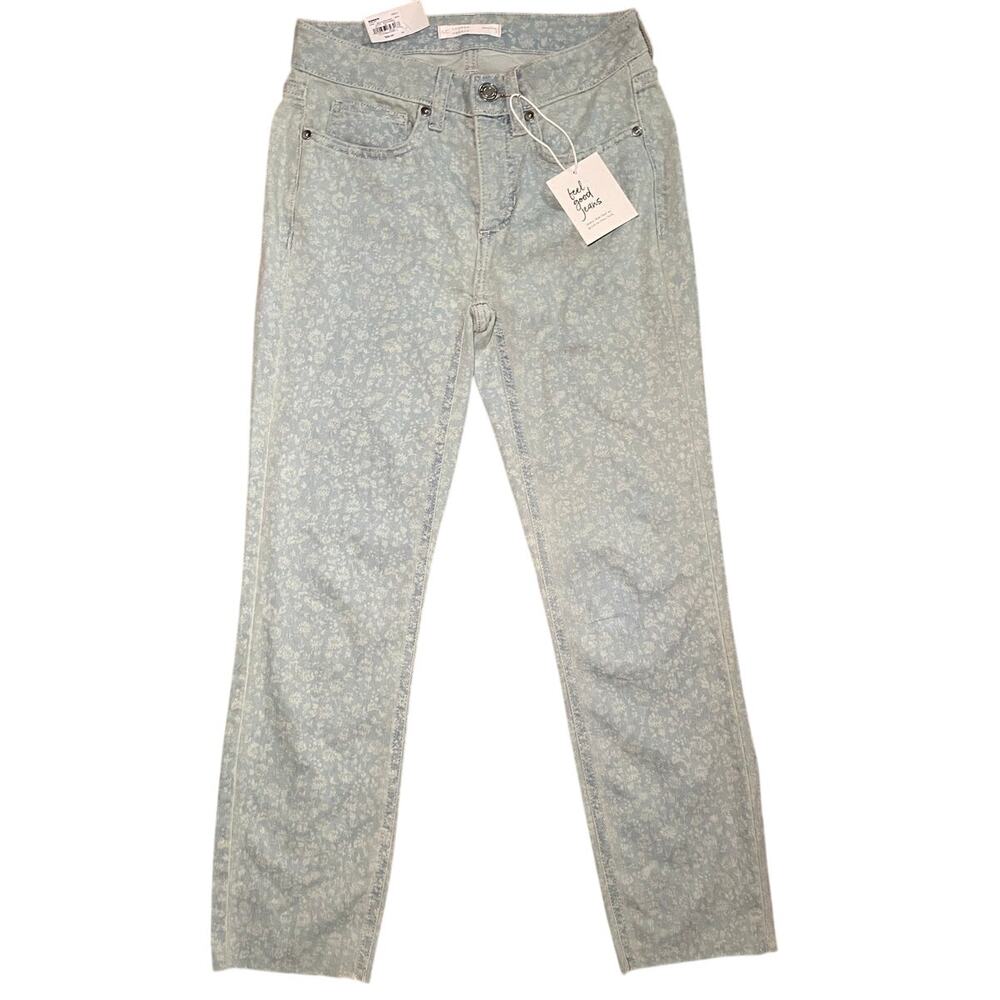 Lauren Conrad Floral Cropped Light Wash Skinny Jeans